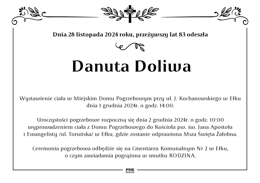 Danuta Doliwa - nekrolog